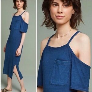 Anthropologie Juliette Cloth & Stone Navy Blue Cold Shoulder Dress